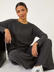 Roman Grey Soft Touch Wide Leg Trousers - Image 1 of 5