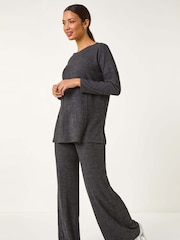 Roman Grey Soft Touch Wide Leg Trousers - Image 2 of 5
