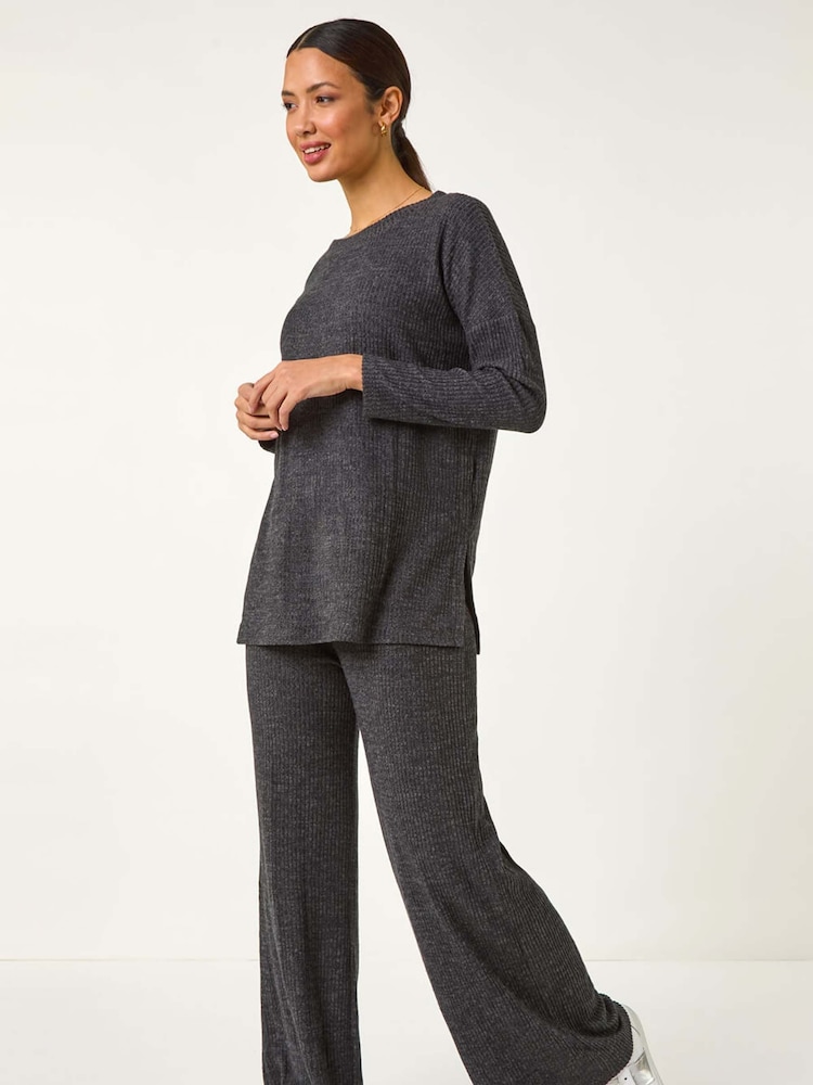 Roman Grey Soft Touch Wide Leg Trousers - Image 2 of 5