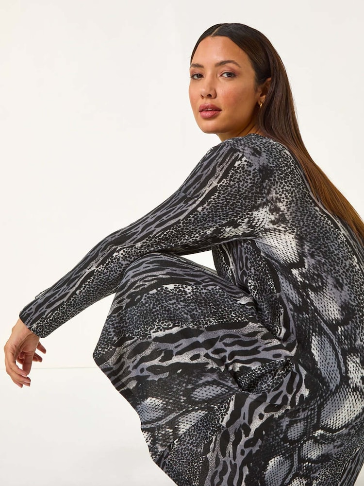 Roman Black Animal Print Swing Dress - Image 2 of 5