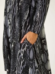Roman Black Animal Print Swing Dress - Image 5 of 5