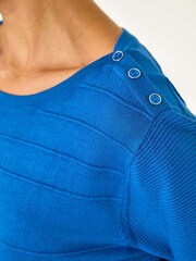 Azul - Jumper canelado com detalhe de botão romano - Imagem 5 de 5
