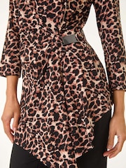 Roman Brown Animal Print Asymmetric Top - Image 5 of 5