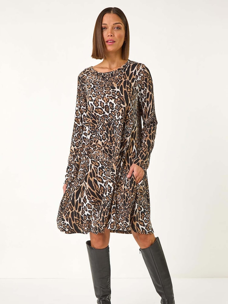 Roman Natural Animal Print Swing Dress - Image 2 of 5