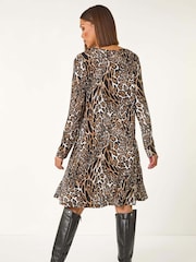 Roman Natural Animal Print Swing Dress - Image 3 of 5