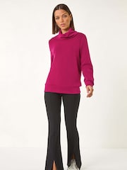 Roman Purple Roll Neck Soft Scuba Top - Image 1 of 5