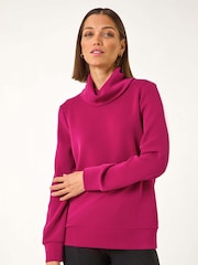 Roman Purple Roll Neck Soft Scuba Top - Image 2 of 5