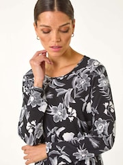 Top elástico con dobladillo de gasa y estampado floral de Roman - Imagen 4 de 5