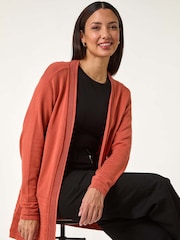 Roman Orange Stitch Detail Hem Knit Cardigan - Image 1 of 5