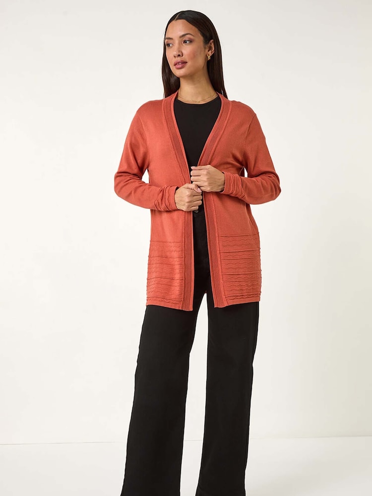 Roman Orange Stitch Detail Hem Knit Cardigan - Image 2 of 5
