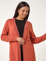 Roman Orange Stitch Detail Hem Knit Cardigan - Image 4 of 5