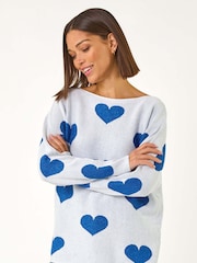 Roman Grey Shimmer Heart Knit Jumper - Image 4 of 5