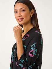 Roman Black Heart Print Longline Blouse - Image 4 of 5
