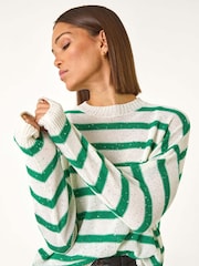 Roman Green Striped Sequin Knit Jumper - Image 1 of 5