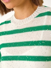 Roman Green Striped Sequin Knit Jumper - Image 5 of 5