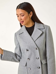 Roman Grey Double Breasted Longline Coat - Image 1 of 5