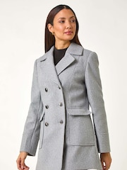 Roman Grey Double Breasted Longline Coat - Image 4 of 5