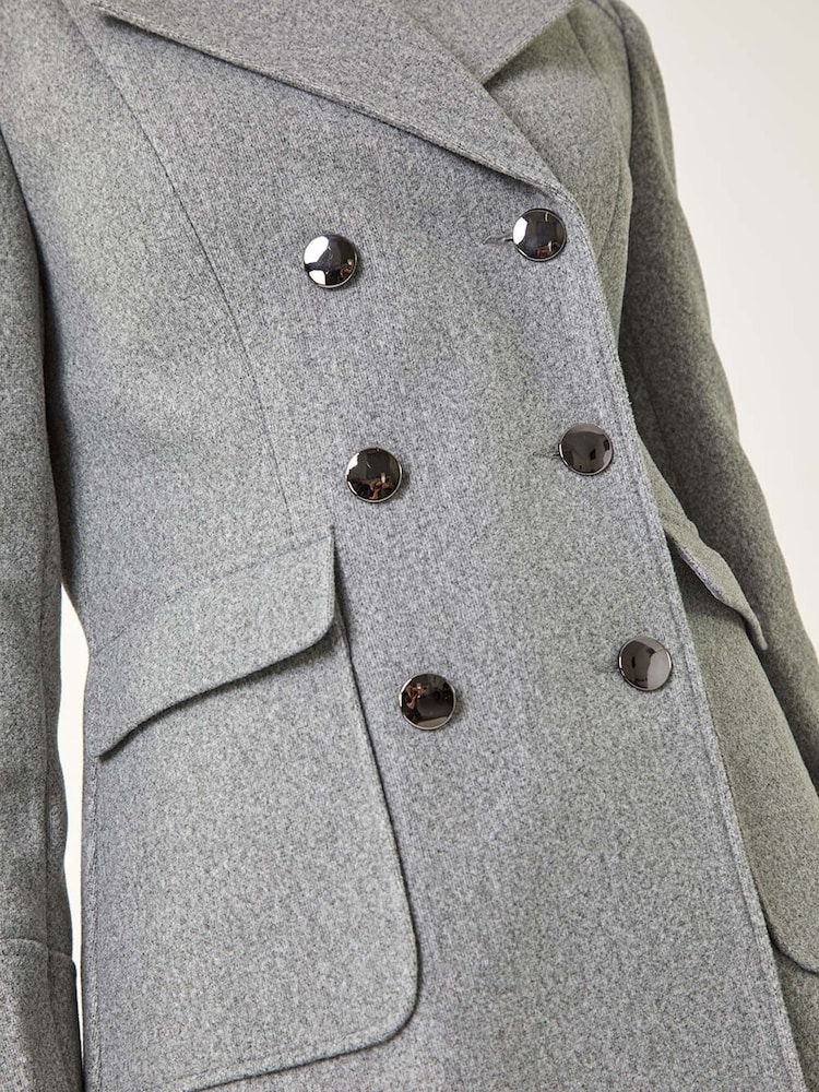 Roman Grey Double Breasted Longline Coat - Image 5 of 5