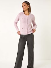 Roman Pink Sequin Knit Cardigan - Image 2 of 5