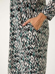 Roman Green Print V-Neck Shift Stretch Dress - Image 5 of 5