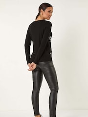 Roman Black Embroidered Bow Detail Knit Jumper - Image 3 of 5