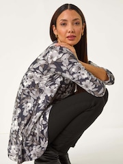 Roman Grey Floral Print Swing Top - Image 1 of 5