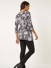 Roman Grey Floral Print Swing Top - Image 3 of 5