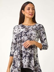 Roman Grey Floral Print Swing Top - Image 4 of 5