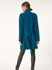 Roman Blue Funnel Neck Buttoned Coat - Image 3 of 5