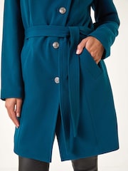 Roman Blue Funnel Neck Buttoned Coat - Image 5 of 5