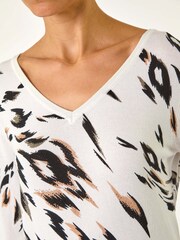 Roman V-Neck Animal Print Knit Jumper - Imagem 5 de 5