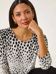 Roman Black Cascade Spot Print Knit Jumper - Image 1 of 5
