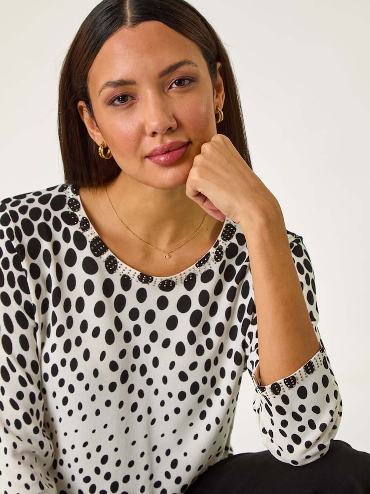 Roman Black Cascade Spot Print Knit Jumper - Image 1 of 5