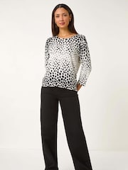 Roman Black Cascade Spot Print Knit Jumper - Image 2 of 5