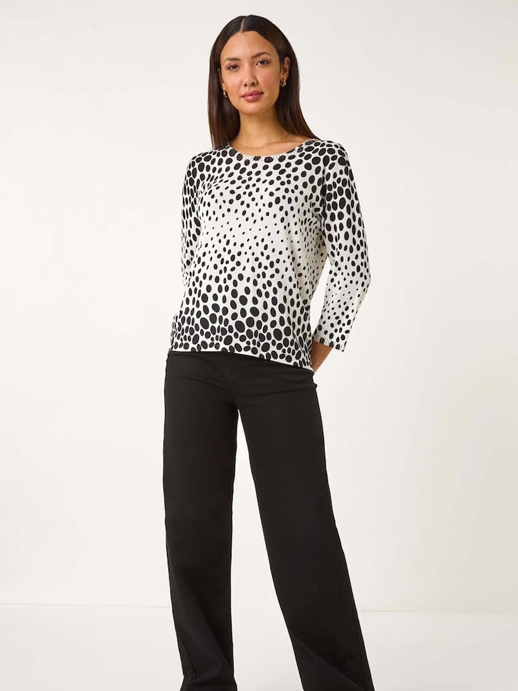 Roman Black Cascade Spot Print Knit Jumper - Image 2 of 5