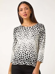 Roman Black Cascade Spot Print Knit Jumper - Image 4 of 5