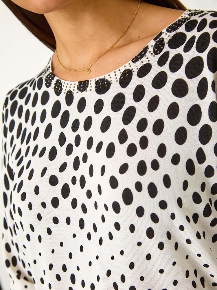 Roman Black Cascade Spot Print Knit Jumper - Image 5 of 5