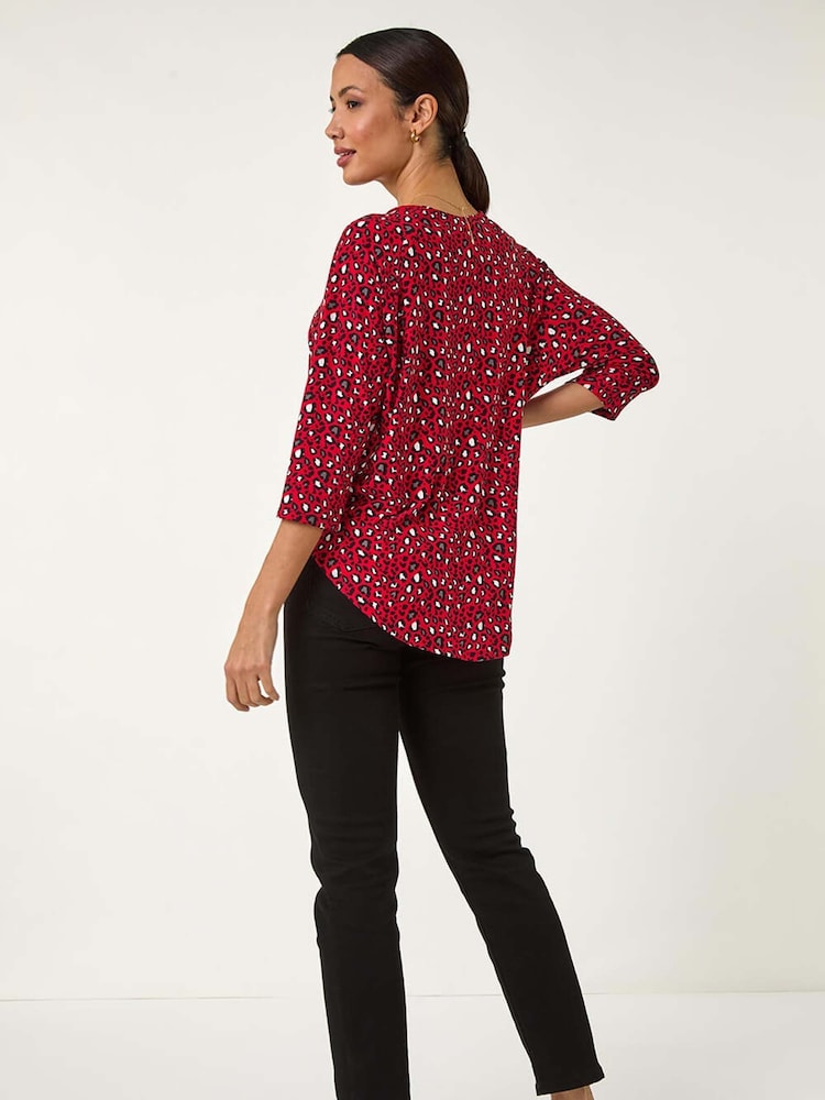 Roman Animal Print Raglan Sleeve Stretch Top - Image 3 of 5