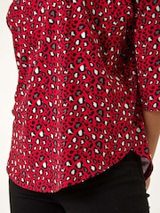 Roman Red Animal Print Raglan Sleeve Stretch Top - Image 5 of 5