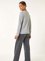 Roman Grey Heart Detail Knit Jumper - Image 3 of 5