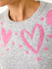 Roman Grey Heart Detail Knit Jumper - Image 5 of 5