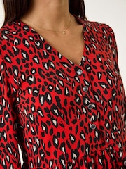Roman Red Abstract Printed V-Neck Tunic Top - Image 5 of 5