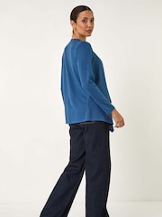 Roman Blue Waterfall Stretch Cardigan - Image 3 of 5