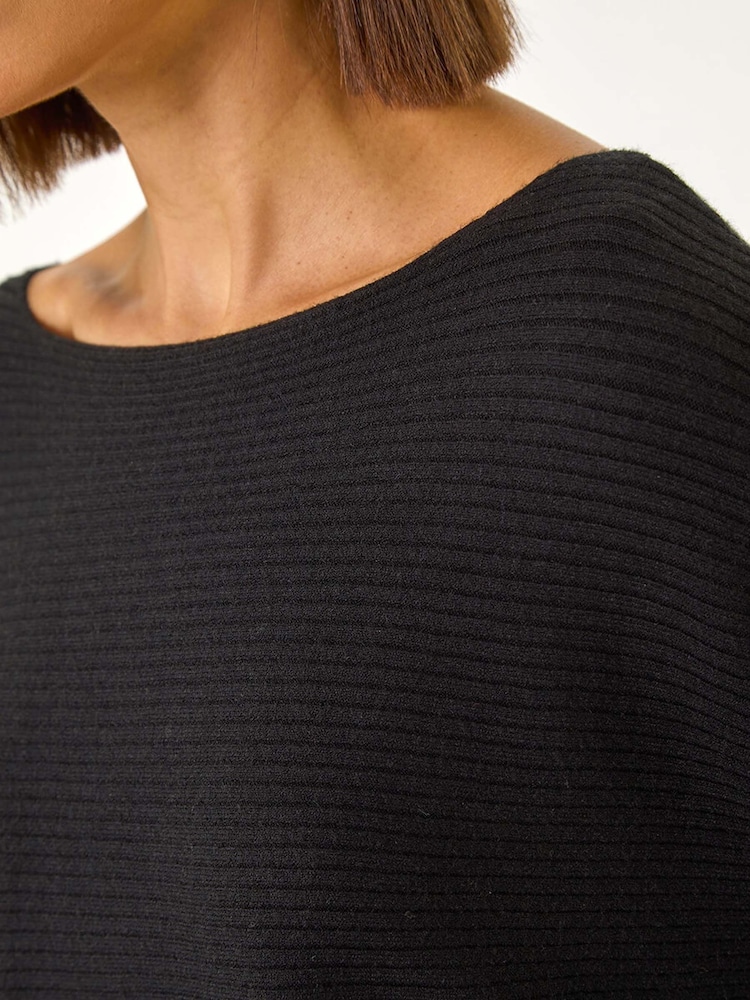 Roman Black Ribbed Batwing Knit Jumper - Image 5 of 5 Roman Black Ribbed Batwing Knit Jumper - Image 5 of 5