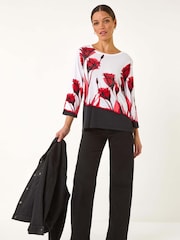 Roman Red Floral Print Hotfix Knit Jumper - Image 1 of 5