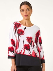 Roman Red Floral Print Hotfix Knit Jumper - Image 2 of 5