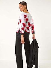 Roman Red Floral Print Hotfix Knit Jumper - Image 3 of 5