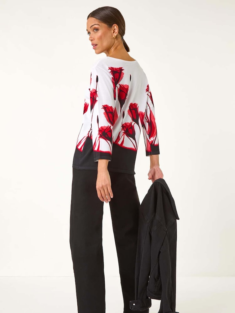 Roman Red Floral Print Hotfix Knit Jumper - Image 3 of 5
