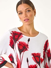 Roman Red Floral Print Hotfix Knit Jumper - Image 4 of 5