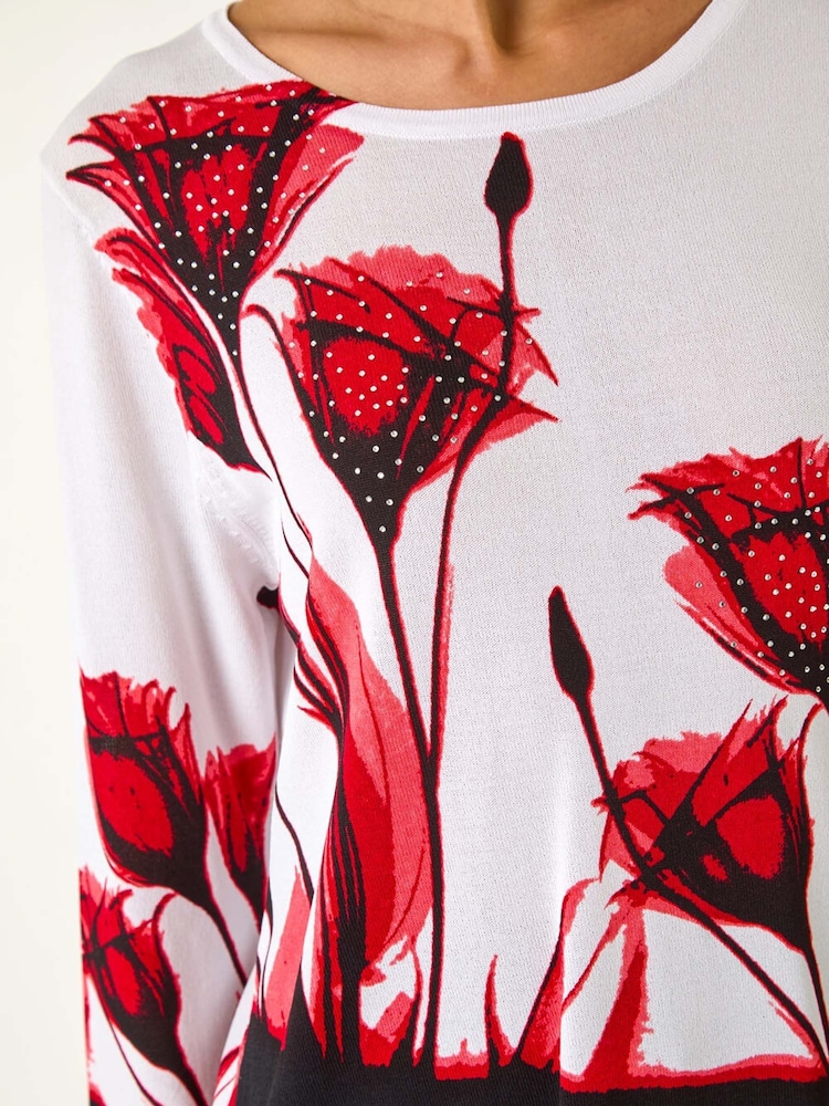 Roman Red Floral Print Hotfix Knit Jumper - Image 5 of 5